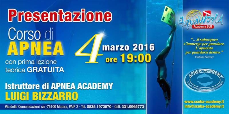 Corso di APNEA con 1^ lez. Teorica GRATUITA
